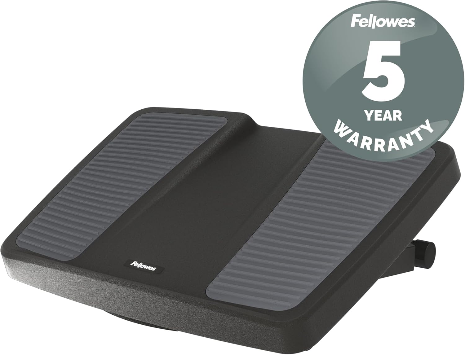 Fellowes Professional Series ergonomic under desk foot rest with adjustable height and massage surface in black.
