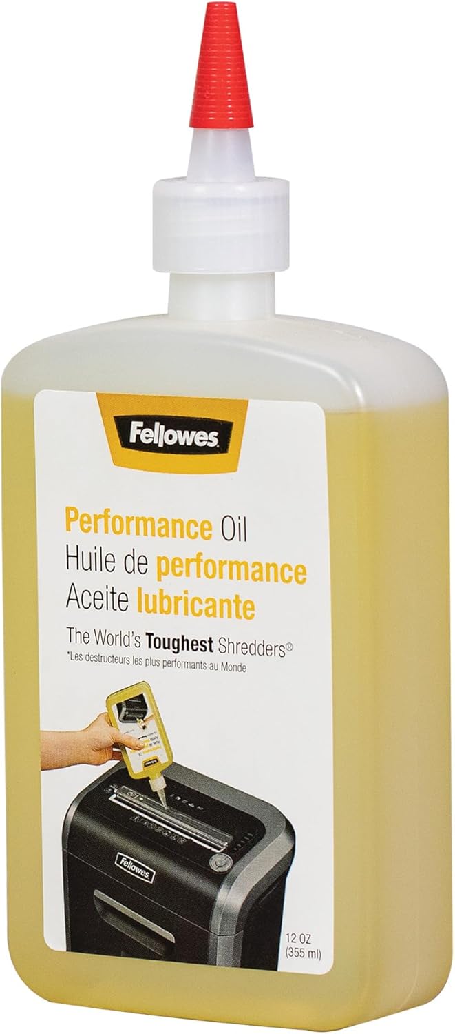 Fellowes shredder oil 355ml bottle, lubricant for micro-cut and cross-cut paper shredders, office supplies accessory