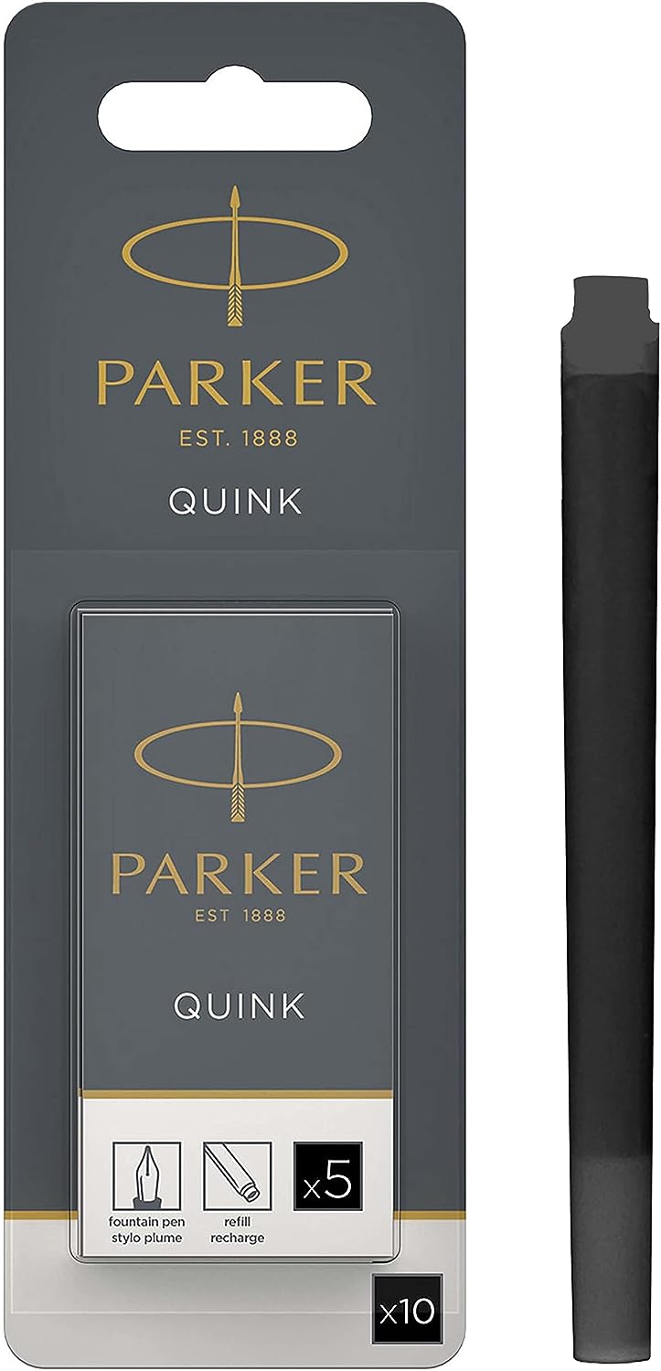 Parker Quink Long Ink Refill Cartridge for Fountain Pens Black