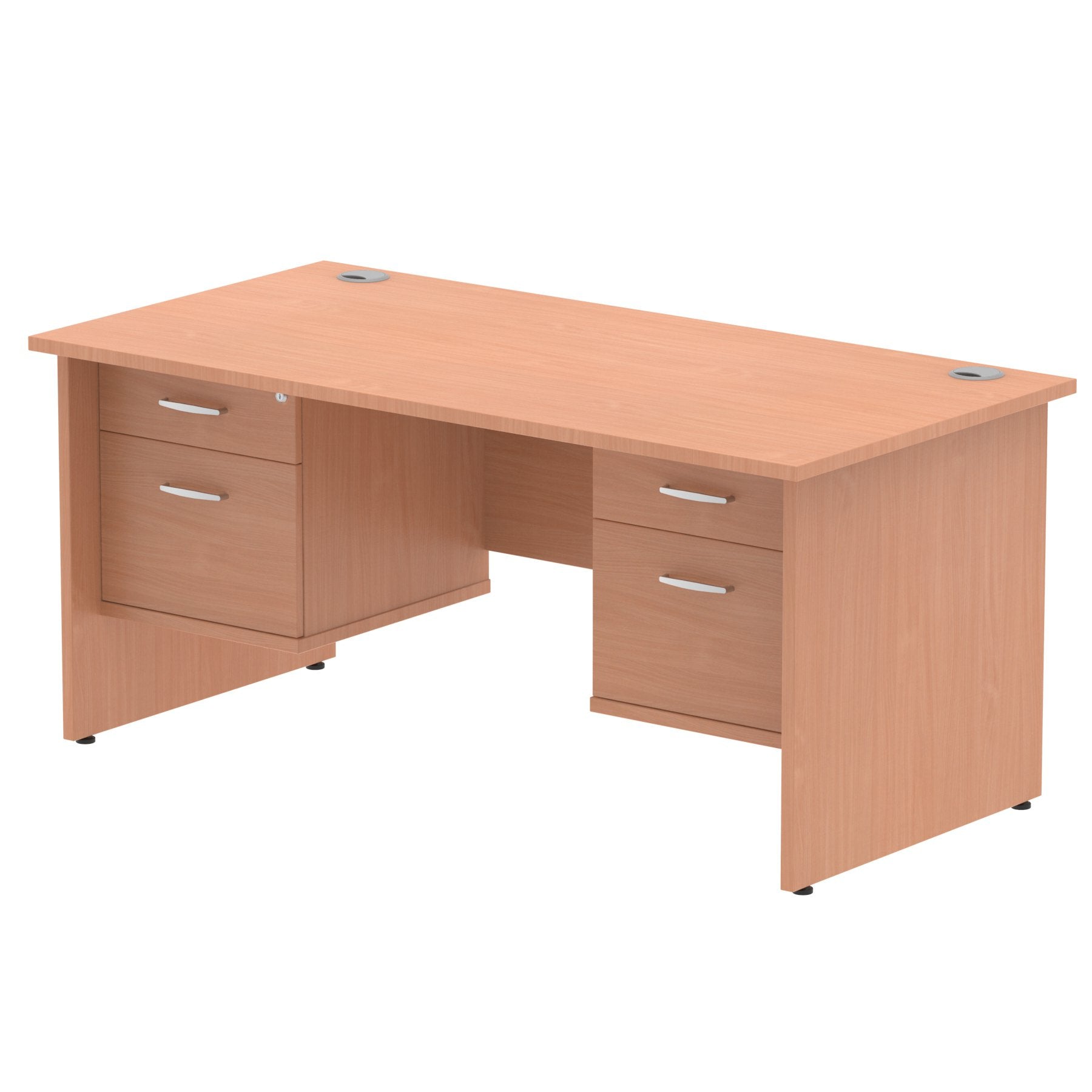 Dynamic Impulse W1600 x D800 x H730mm Straight Office Desk Panel End Leg With 2 x 2 Drawer Double Fixed Pedestal Beech Finish - MI001743 DD