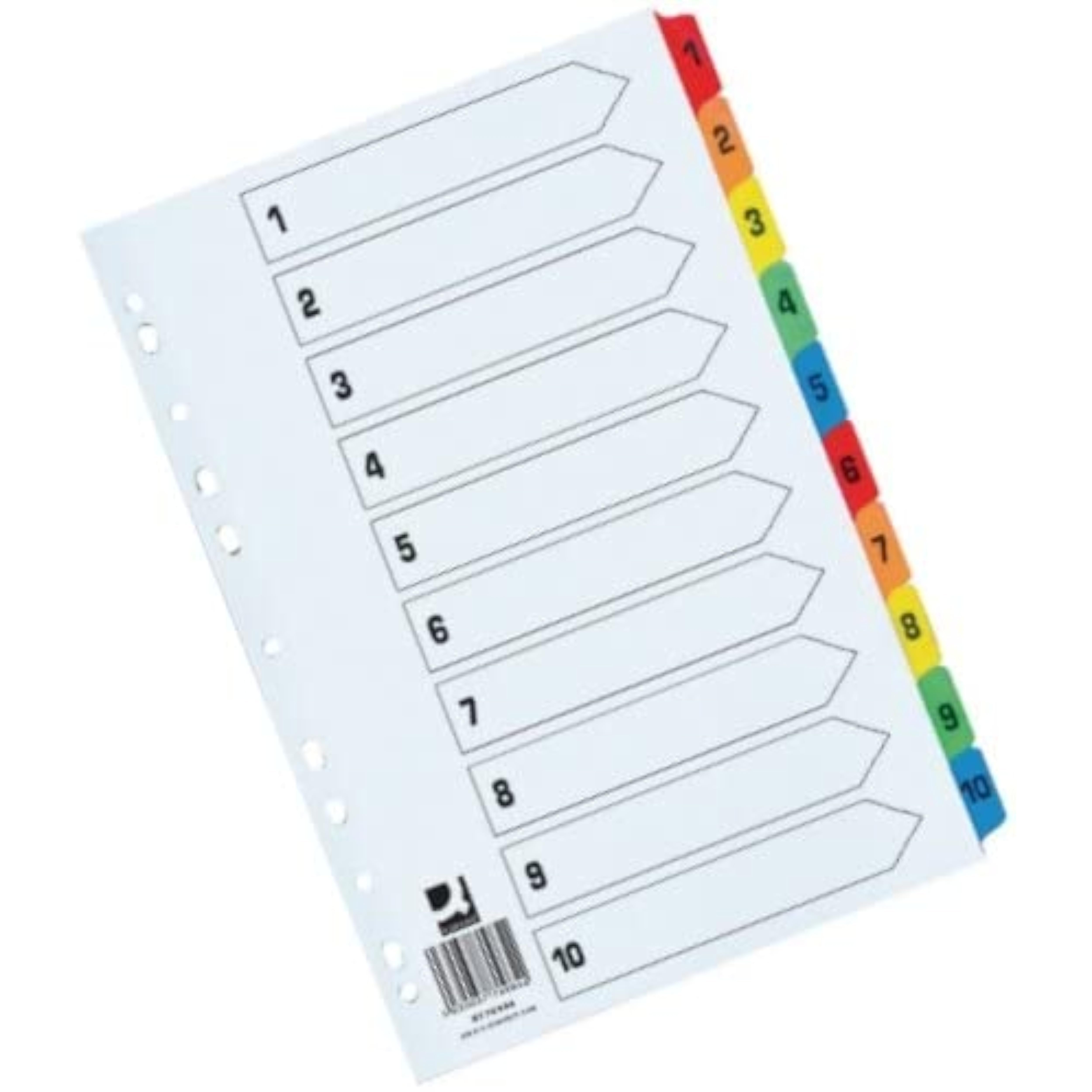 1–10 Index Extra Wide Reinforced Multi-Colour Tabs – Bulk Wholesale UK