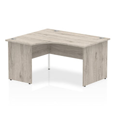 Impulse 1400mm Left Crescent Desk Grey Oak Top Panel End Leg I003867 DD