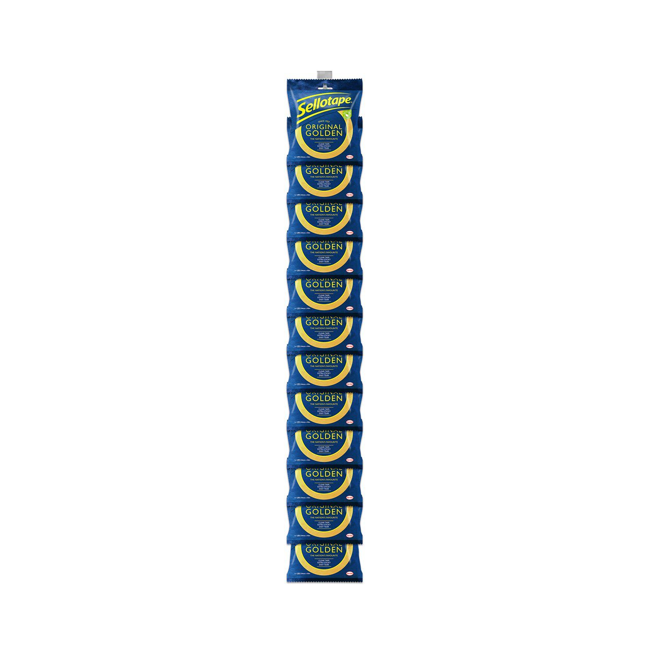 Sellotape Original Golden Tape Easy Tear Extra Sticky 24mm x 50m Clip Strip (Pack 12) - 2928293