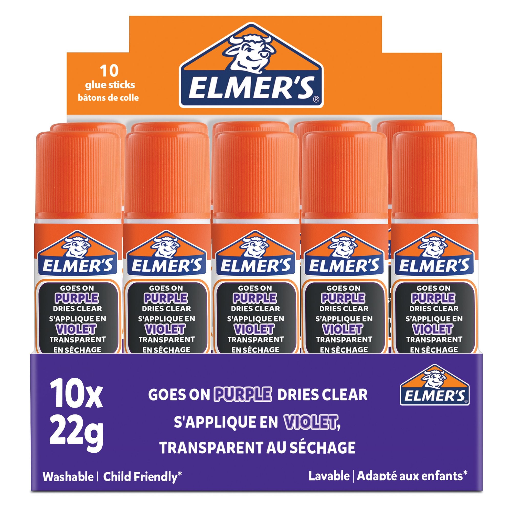Elmers Glue Stick Dissapearing Purple 22g (Pack 10) - 2136614
