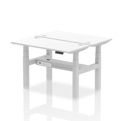 Dynamic Air Back-to-Back W1200 x D600mm Height Adjustable Sit Stand 2 Person Bench Desk With Cable Ports White Finish Silver Frame - HA01562 DD