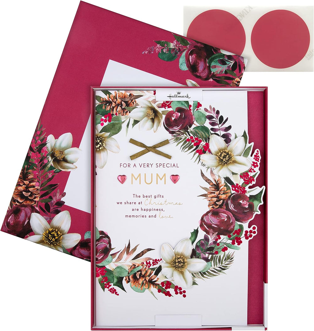Boxed Christmas Card for Mum – Traditional Wreath and Verse Festive Design