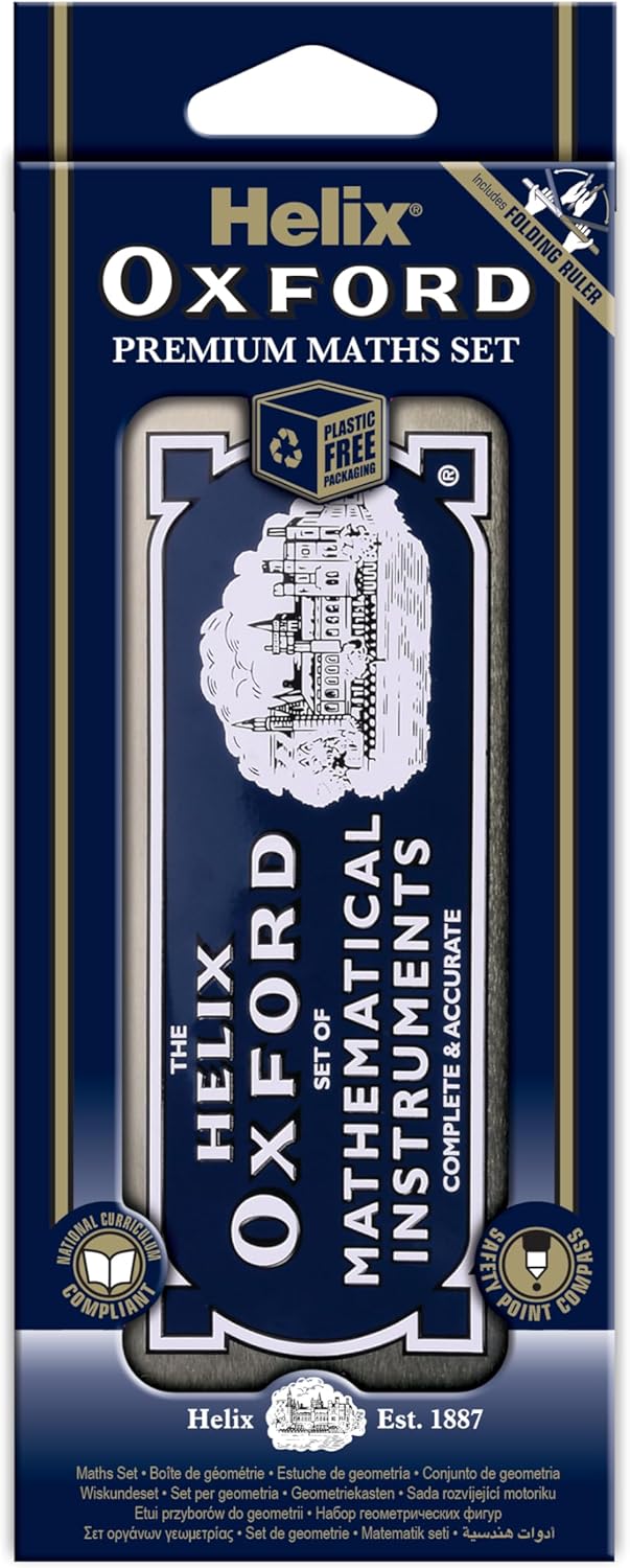 Helix Oxford 9-Piece Maths Set – Premium Geometry Tools for Students