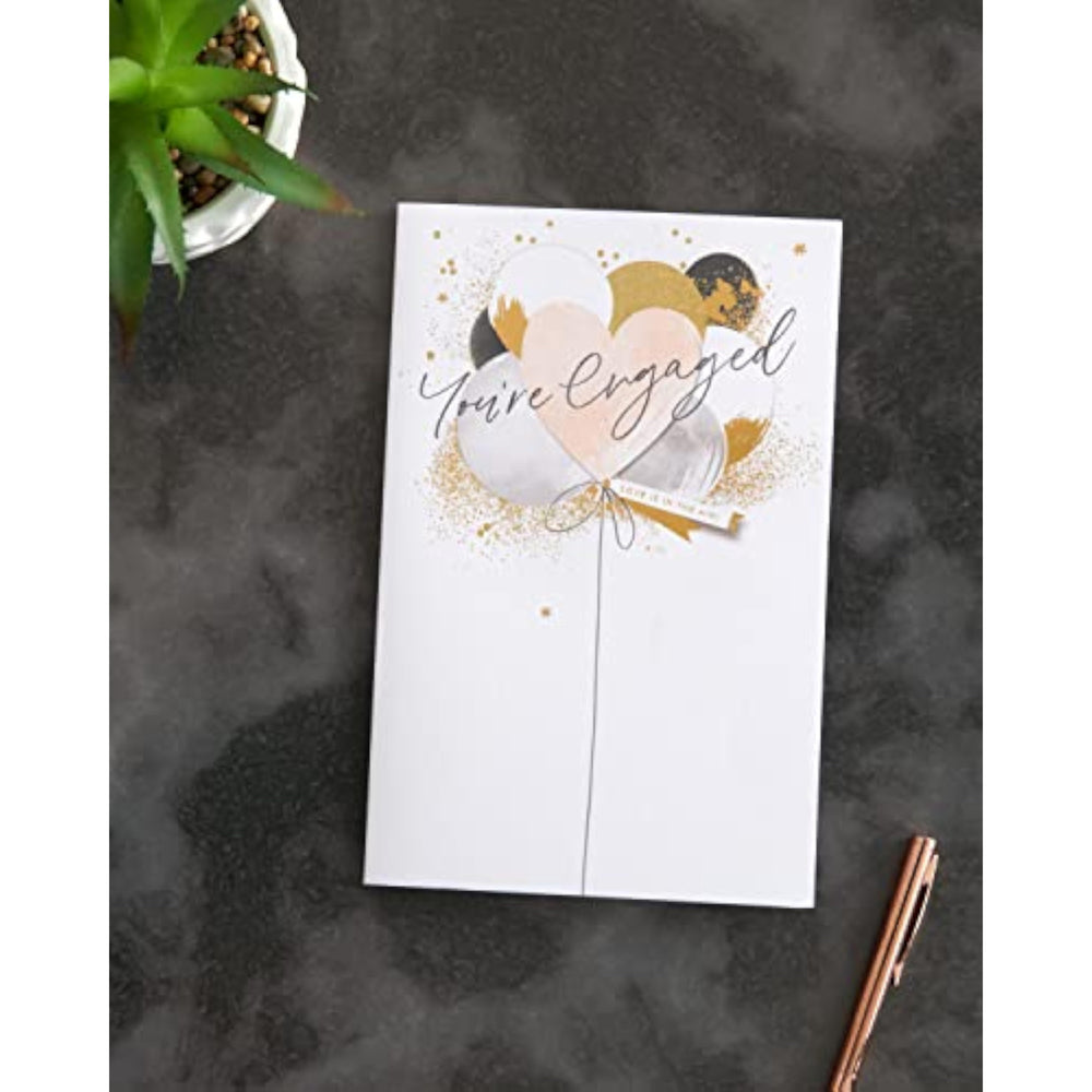 UK Greetings Engagement Card For Him/Her/Friend With Envelope - Balloon Design