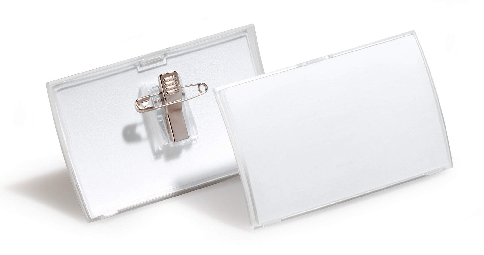 Durable Click Fold Name Badge 40x75mm with Combi Clip Eco-Friendly 70% Recycled Polypropylene Transparent (Pack 25) - 821119