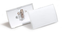 Durable Click Fold Name Badge 40x75mm with Combi Clip Eco-Friendly 70% Recycled Polypropylene Transparent (Pack 25) - 821119