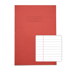 Rhino A4 Exercise Book 32 Page Feint Ruled 8mm With Margin Red (Pack 100) - VDU014-165-8 DD