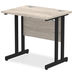 Impulse 800 x 600mm Straight Desk Grey Oak Top Black Cantilever Leg MI003371 DD