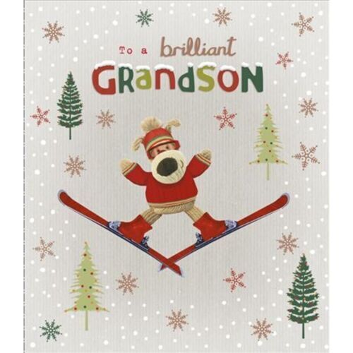 Boofle Skiing Design Grandson Christmas Card