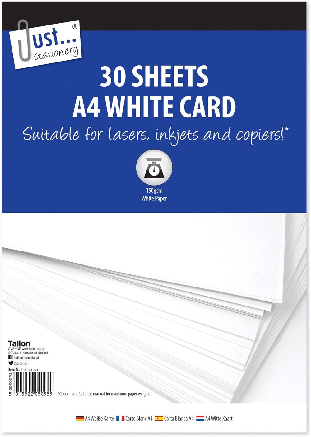 A4 White Card 30 x 150 gsm Sheets