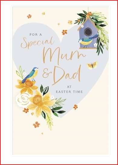 UK Greetings Easter Card for Mum & Dad - Daffodils & Birds Design