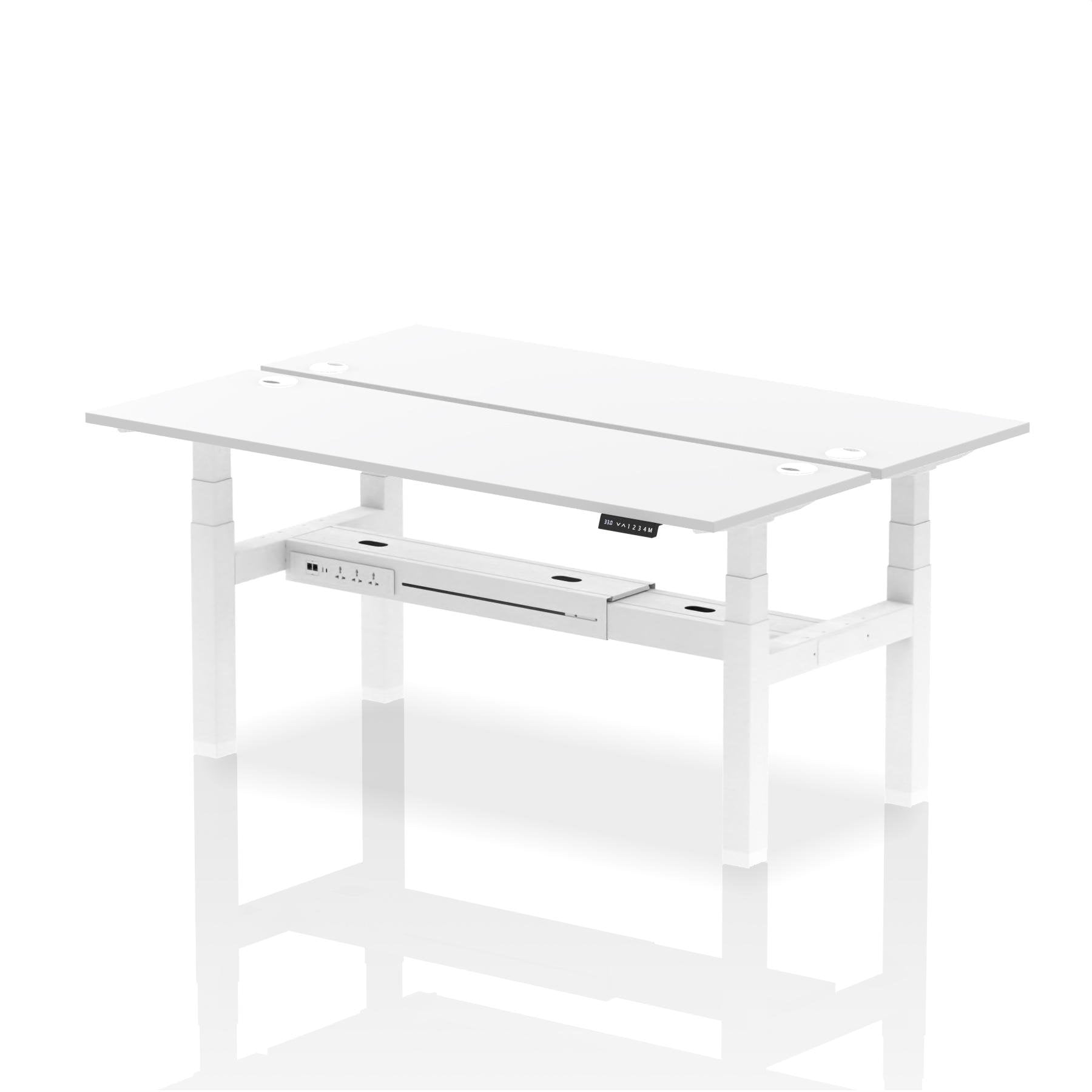 Dynamic Air Back-to-Back W1800 x D600mm Height Adjustable Sit Stand 2 Person Bench Desk With Cable Ports White Finish White Frame - HA02536 DD