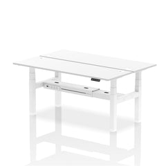 Dynamic Air Back-to-Back W1800 x D600mm Height Adjustable Sit Stand 2 Person Bench Desk With Cable Ports White Finish White Frame - HA02536 DD
