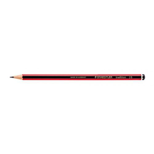 Staedtler 110 Tradition 2B Pencil Red/Black Barrel (Pack 12) - 110-2B