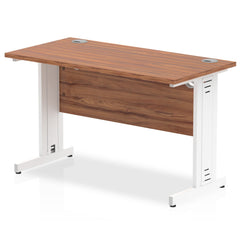 Impulse 1200 x 600mm Straight Desk Walnut Top White Cable Managed Leg MI002005 DD