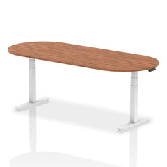 Dynamic Impulse W2400 x D1000 x H660-1310mm Height Adjustable Boardroom Table Walnut Finish White Frame - I003563 DD