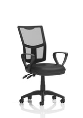 Dynamic Eclipse Plus II Medium Mesh Back and Soft Bonded Leather Seat Task Operator Office Chair With Fixed Loop Arms Black - KC0437 DD