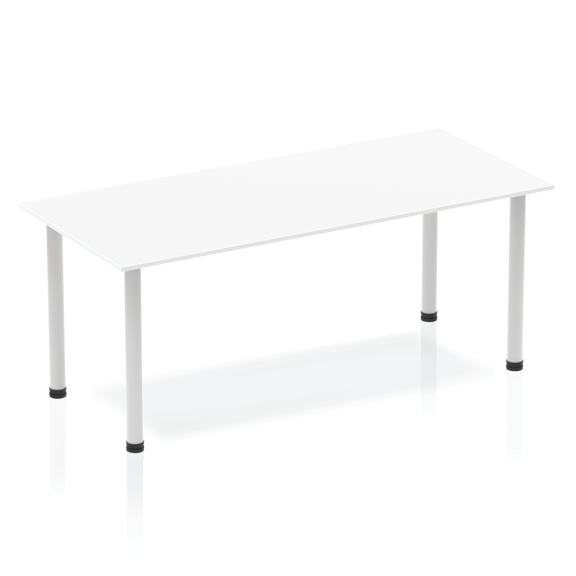 Impulse 1800mm Straight Table White Top Silver Post Leg BF00175 DD