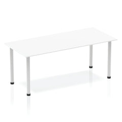 Impulse 1800mm Straight Table White Top Silver Post Leg BF00175 DD