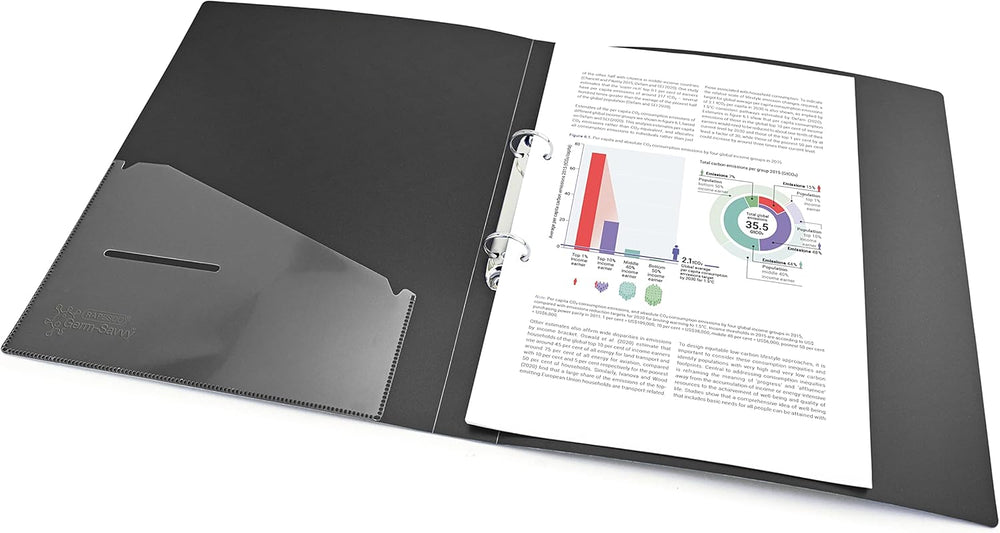 Rapesco Germ-Savvy® Antibacterial: A4 (2-Ring) PP Ring Binder, 35mm Spine – Black (1 Unit = 4 Binders)