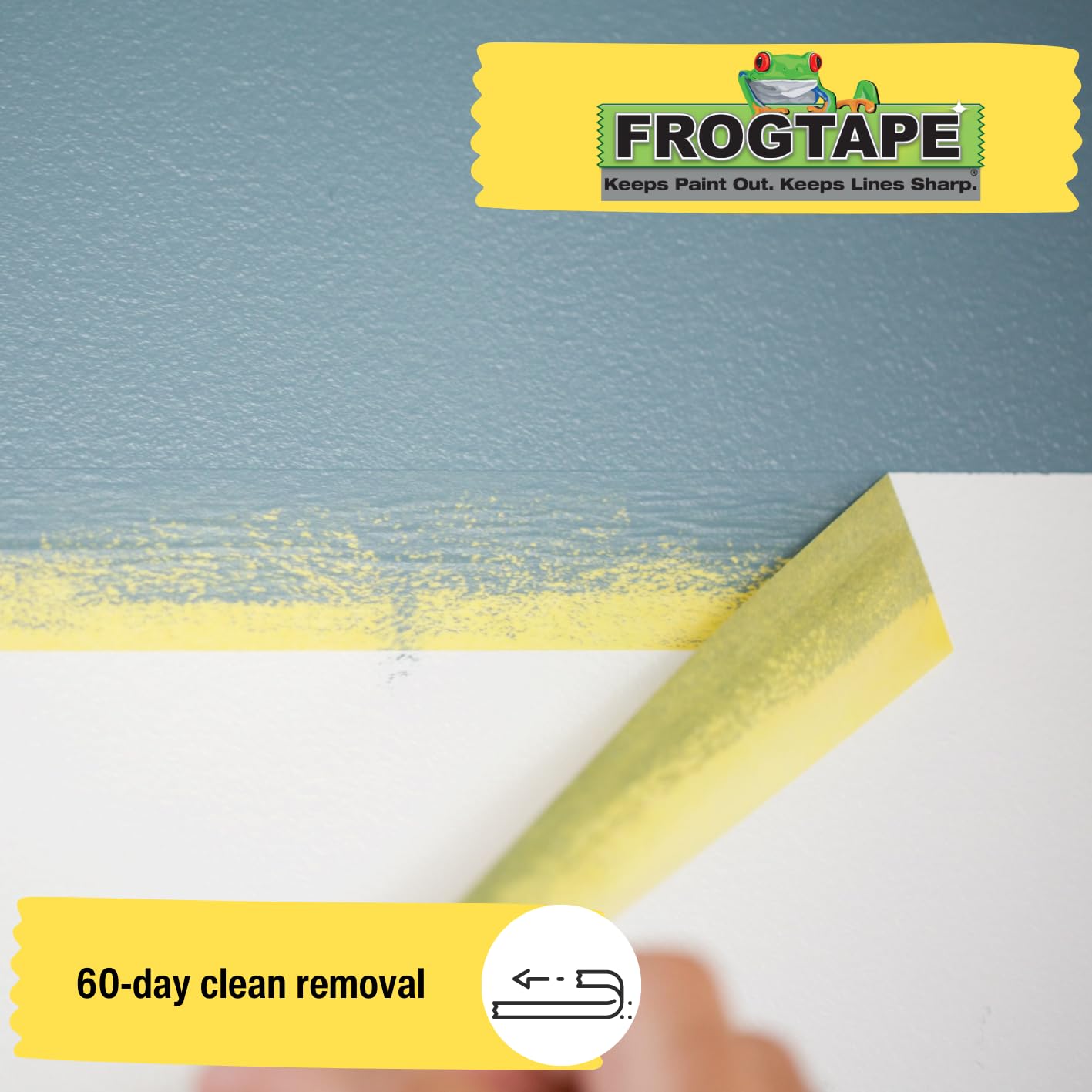 Yellow Frog Tape for indoor painting, 35mm wide, 41.1m length, DIY decorating supplies, ideal for precise paint edges