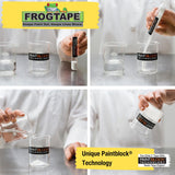 Yellow Frog Tape for indoor painting, 35mm x 41.1m, used for DIY decorating projects, shown partially unrolled on a surface.
