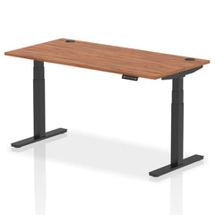 Dynamic Air 1600 x 800mm Height Adjustable Desk Walnut Top Cable Ports Black Leg HA01211 DD