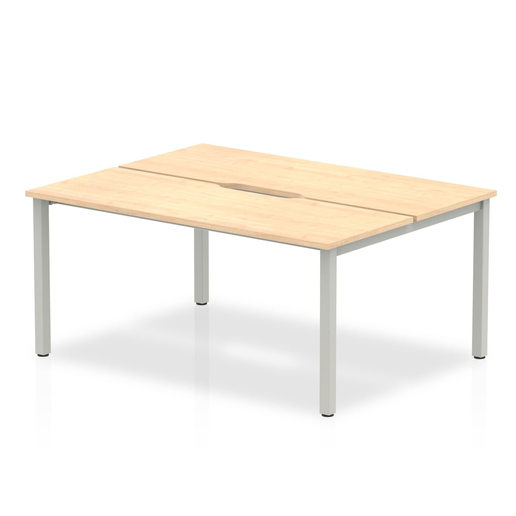Evolve Plus 1400mm Back to Back 2 Person Desk Maple Top Silver Frame BE174 DD