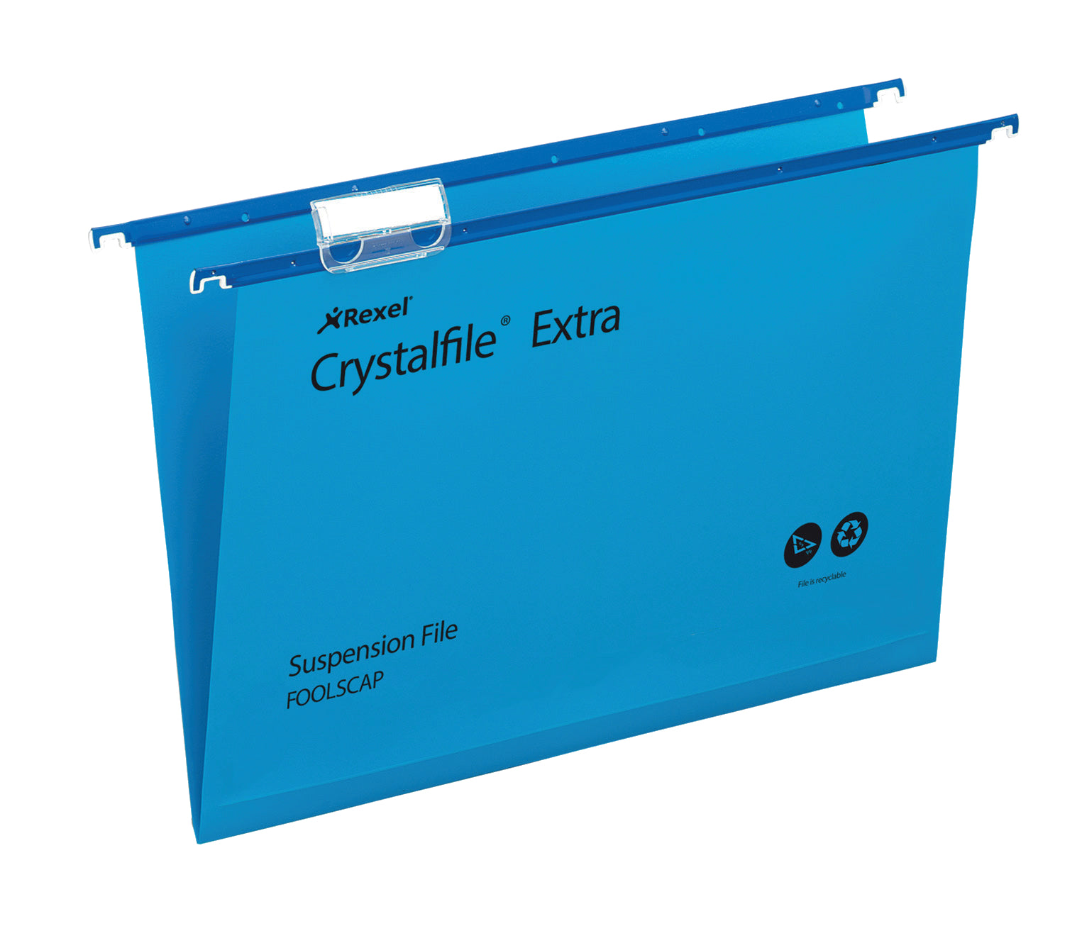 Rexel Crystalfile Extra Foolscap Suspension File Polypropylene 15mm V Base Blue (Pack 25) 70630