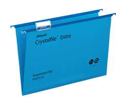 Rexel Crystalfile Extra Foolscap Suspension File Polypropylene 15mm V Base Blue (Pack 25) 70630