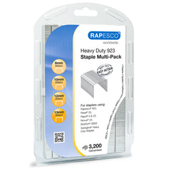 Rapesco 923 Galvanised Staples Multi-Pack of 8mm 10mm 12mm and 13mm (Pack 3200) - 1246