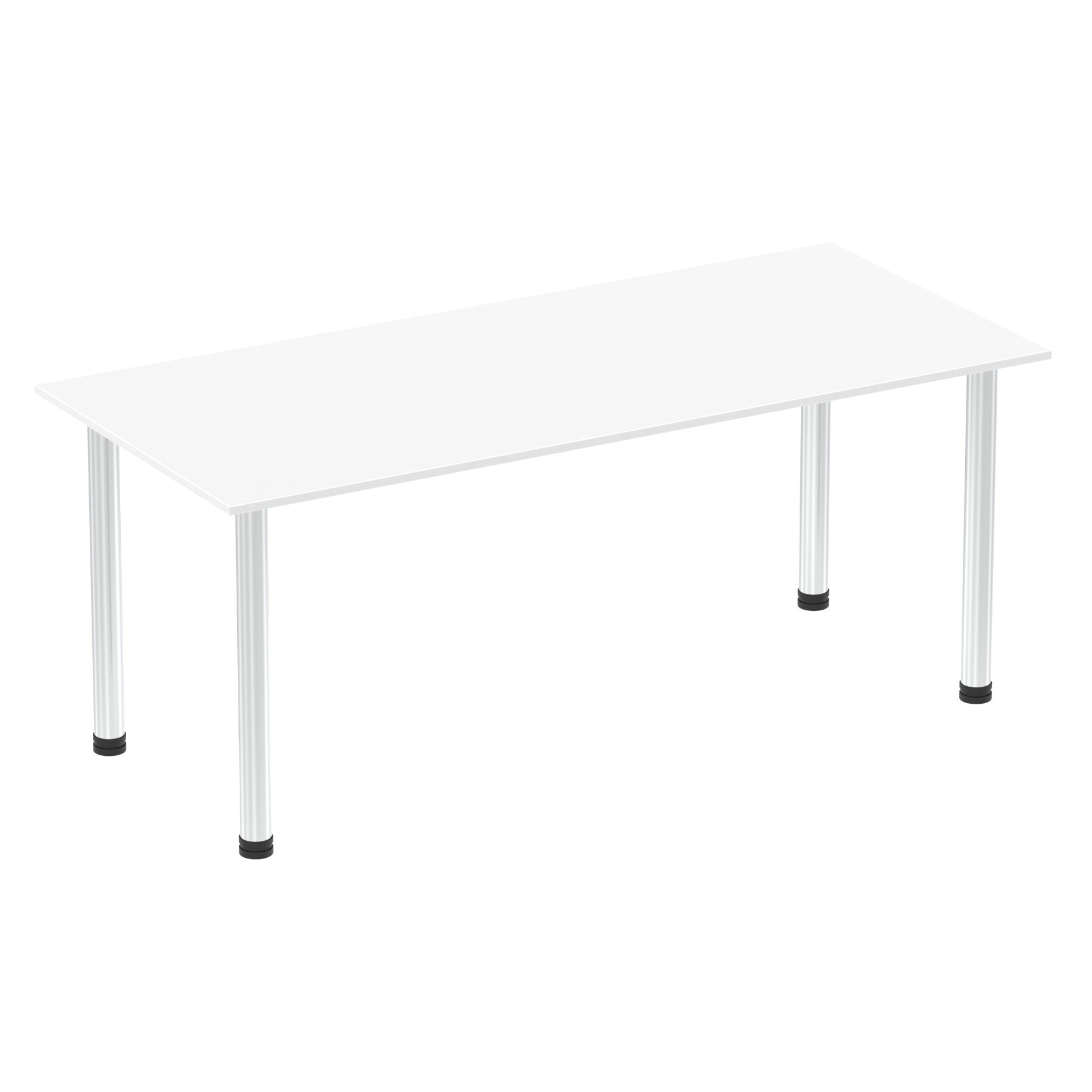 Impulse 1800mm Straight Table White Top Chrome Post Leg I003599 DD