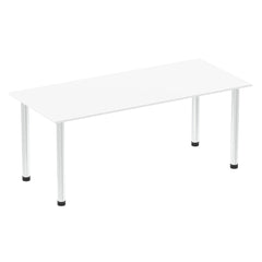 Impulse 1800mm Straight Table White Top Chrome Post Leg I003599 DD