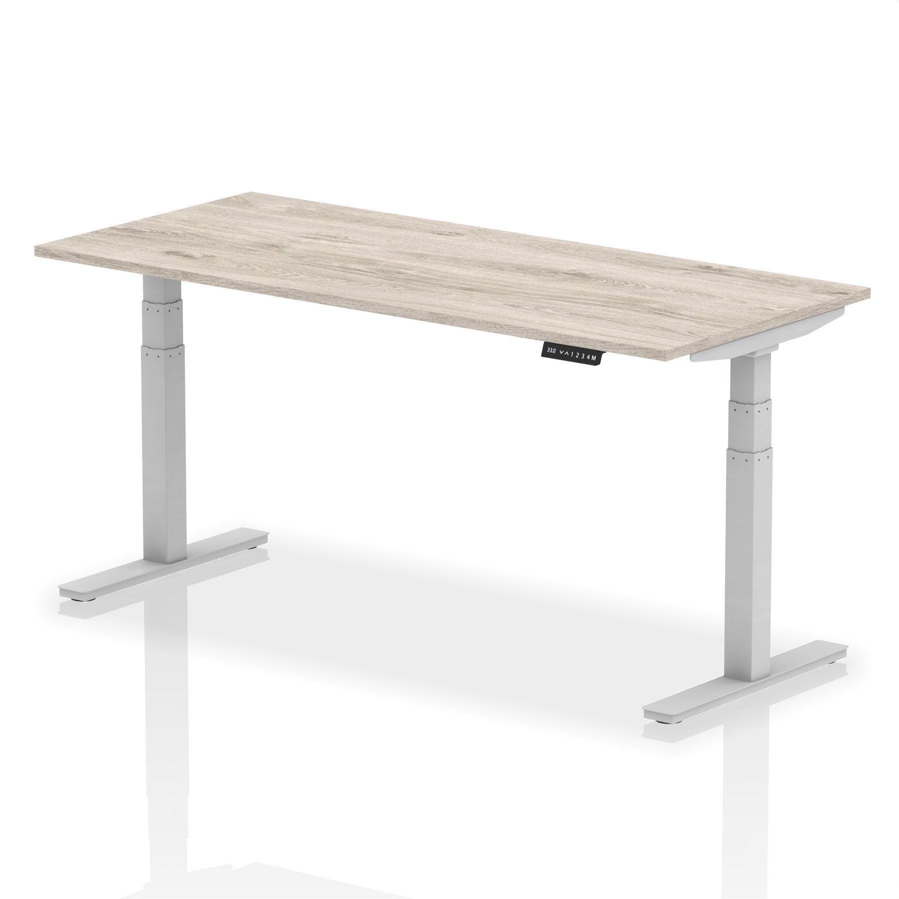 Dynamic Air 1800 x 800mm Height Adjustable Desk Grey Oak Top Silver Leg HA01167 DD