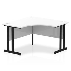 Dynamic Impulse W1200 x D1200/600 x H730mm Corner Desk With Cable Management Ports & Modesty Panel Cantilever Leg White Finish Black Frame - MI003312 DD