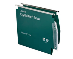 Rexel Crystalfile Extra 275 Foolscap Lateral Suspension File Polypropylene 15mm V Base Green (Pack 25) 70637
