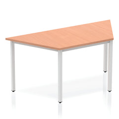 Impulse 1600mm Trapezium Table Beech Top Silver Box Frame Leg BF00108 DD