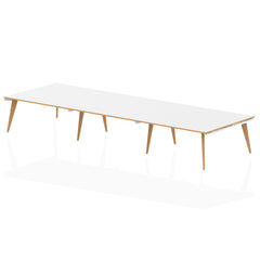 Oslo 4800mm Rectangular Boardroom Table White Top Natural Wood Edge White Frame OSL0129 DD