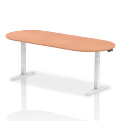 Dynamic Impulse W2400 x D1000 x H660-1310mm Height Adjustable Boardroom Table Beech Finish White Frame - I003560 DD