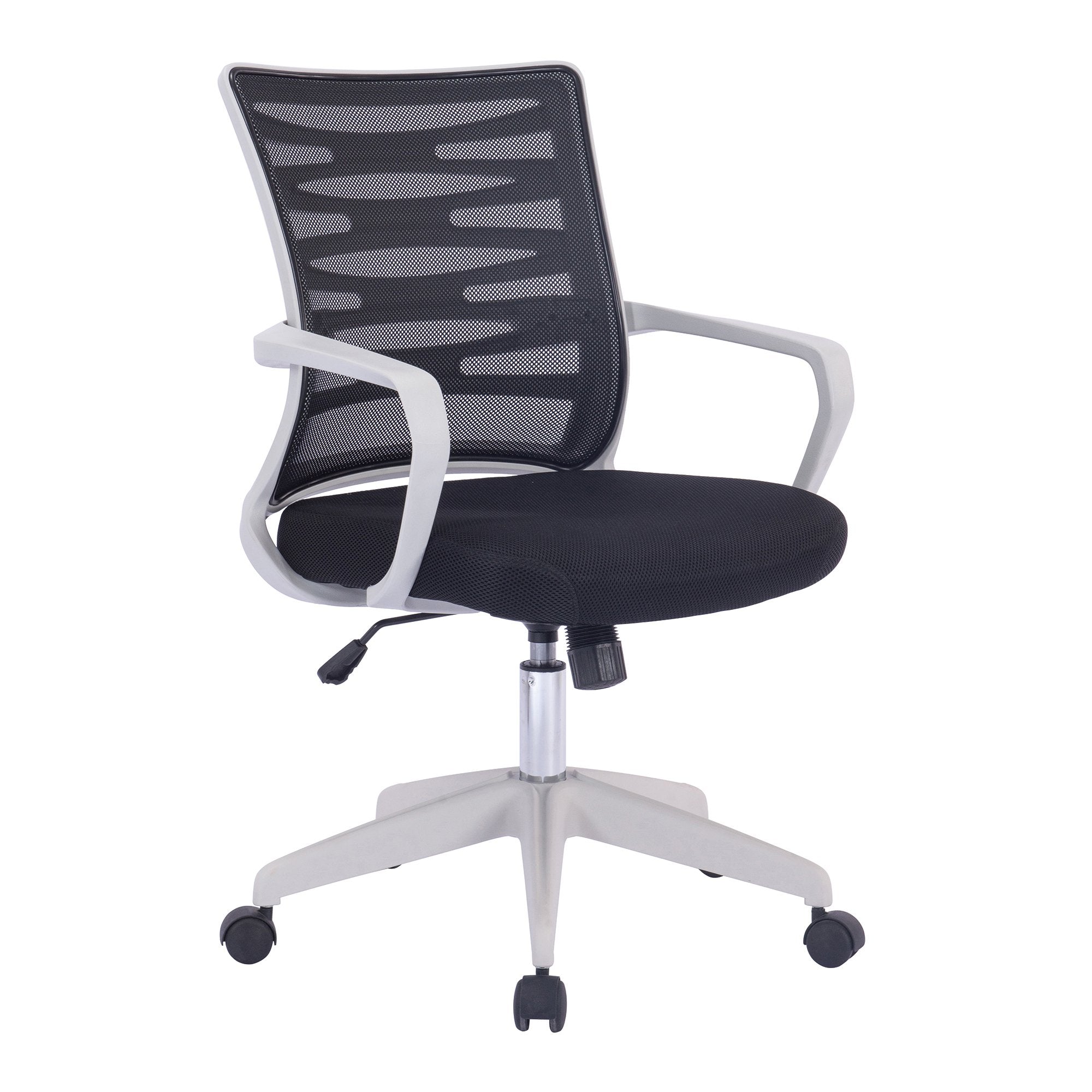 Nautilus Designs Spyro Designer Medium Back Detailed Mesh Task Operator Office Chair With Fixed Arms Black Seat and White Frame - BCM/K488/WH-BK DD