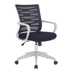 Nautilus Designs Spyro Designer Medium Back Detailed Mesh Task Operator Office Chair With Fixed Arms Black Seat and White Frame - BCM/K488/WH-BK DD