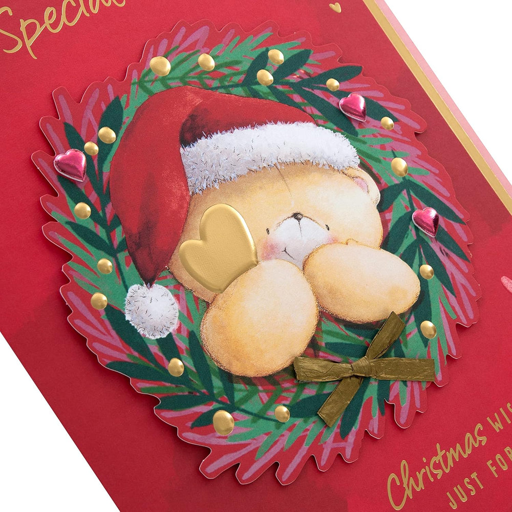 Boxed Christmas Card for Someone Special – Forever Friends Wreath and Heart Festive Design