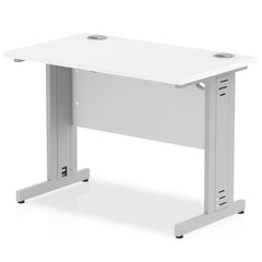 Impulse 1000 x 600mm Straight Desk White Top White Cable Managed Leg MI002280 DD