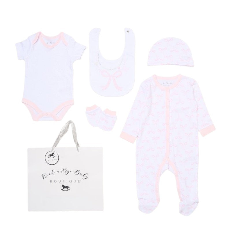Send It By White & Pink Bow 5 Piece Set