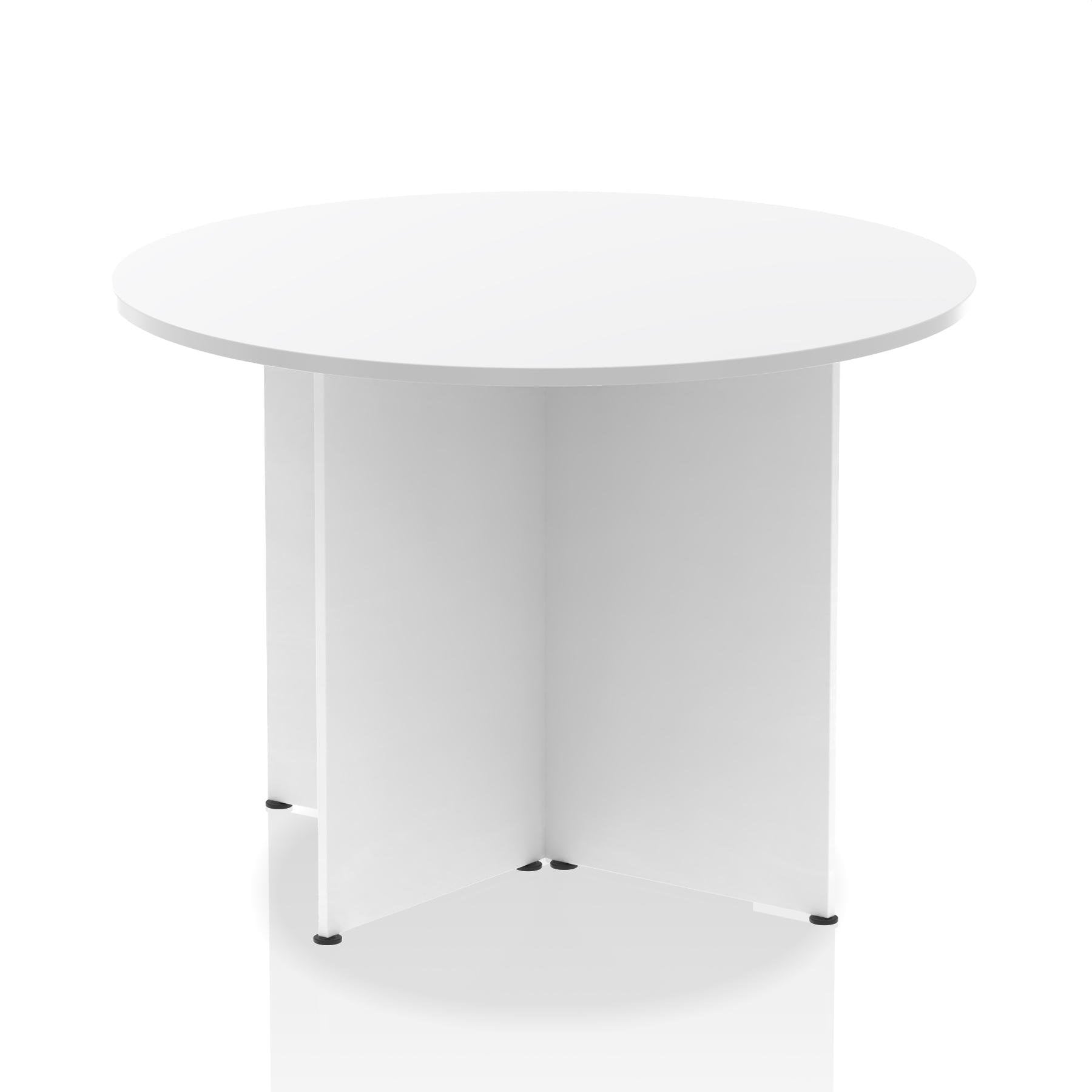 Dynamic Impulse W1000 x D1000 x H730mm Free-Standing Round Table Panel Arrowhead Leg White Finish - I003398 DD