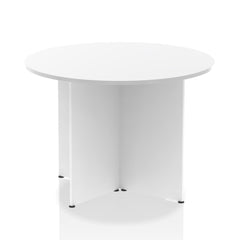 Dynamic Impulse W1000 x D1000 x H730mm Free-Standing Round Table Panel Arrowhead Leg White Finish - I003398 DD